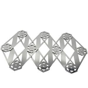 Vintage Mid Century Silver tone / Chrome Expandable Accordion Gear Trivet  1950s